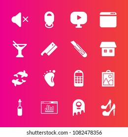 Premium set with fill vector icons. Such as female, girl, child, baby, equipment, fish, beauty, map, seafood, foot, analytics, phone, fashion, mobile, communication, volume, mute, image, sea, space