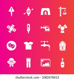 Premium set with fill vector icons. Such as spacecraft, shirt, caffeine, image, ship, brush, technology, construction, fashion, snack, clothing, fast, sink, fireplace, exclamation, photo, picture, new