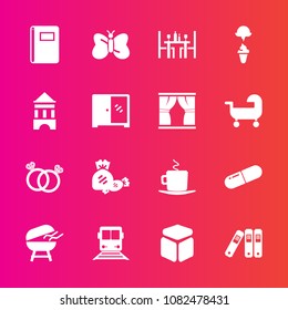 Premium set with fill vector icons. Such as machine, romance, coffee, cappuccino, diamond, engagement, medical, meat, bbq, nature, medicine, cabinet, office, candy, ring, drink, barbecue, cup, pill