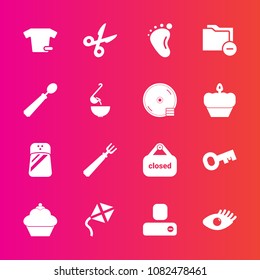Premium set with fill vector icons. Such as business, tool, sign, human, shop, person, seasoning, contact, kite, beauty, banner, soup, dinner, food, clothes, small, child, leisure, pepper, fashion