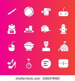 Premium set with fill vector icons. Such as equipment, doctor, igloo, female, drawer, high, restaurant, button, technology, needle, girl, snow, luggage, joystick, computer, app, medical, internet, bag