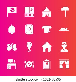 Premium Set With Fill Vector Icons. Such As Insect, Asia, Sound, Butterfly, Message, Office, Estate, Real, Medicine, Ring, Table, House, Japan, Patient, Location, White, Travel, Dental, Home, Music