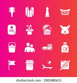 Premium set with fill vector icons. Such as wash, jacket, man, nation, summer, game, outfit, fashion, comb, vehicle, sign, chess, person, glass, bucket, dont, people, brush, sunny, piece, water, flag
