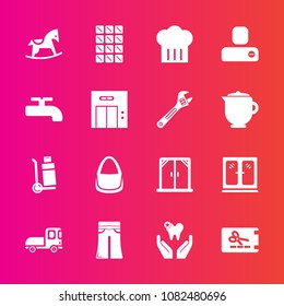 Premium set with fill vector icons. Such as discount, elegant, furniture, woman, horse, health, transportation, sweet, home, cute, fashion, chocolate, white, person, cargo, human, child, female, house