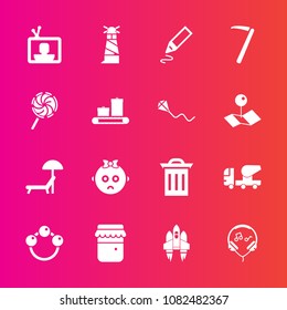 Premium set with fill vector icons. Such as pen, sunbed, honey, modern, glass, rattle, spaceship, cement, sound, ocean, music, chair, light, jar, summer, box, cute, infant, audio, space, beacon, waste
