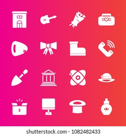 Premium set with fill vector icons. Such as cardboard, astronomy, bag, beautiful, bank, universe, internet, musical, container, computer, pack, object, building, construction, laptop, space, tool, box