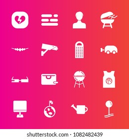 Premium set with fill vector icons. Such as bag, internet, profile, can, computer, drop, layout, bbq, globe, map, security, smart, accessory, safety, basketball, , space, laptop, modern, cooking, team