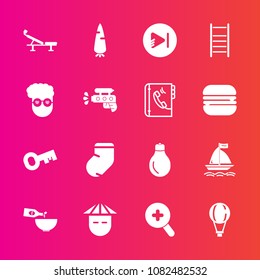 Premium set with fill vector icons. Such as parachute, glass, drink, japanese, zoom, wine, idea, warm, young, seat, key, energy, media, food, people, winter, asian, fitness, vegetable, sky, retro, raw