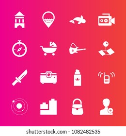 Premium set with fill vector icons. Such as perfume, space, planet, restaurant, beauty, call, member, projector, add, equipment, seafood, video, system, dinner, telephone, film, toy, work, food, human