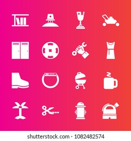 Premium set with fill vector icons. Such as watch, exploration, astronaut, hot, hydrant, first, lawn, fire, award, cut, meat, food, garden, drink, safety, tropical, book, door, gadget, department, cup