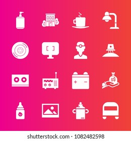 Premium set with fill vector icons. Such as food, nutrition, decoration, full, milk, cafe, soap, bag, bottle, transportation, coffee, frame, tire, technology, old, casette, art, media, finance, radio
