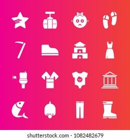 Premium set with fill vector icons. Such as public, ring, sea, finance, toilet, bell, cute, alarm, costume, call, business, car, food, kimono, bank, train, fashion, pants, clothing, sky, trousers, wc