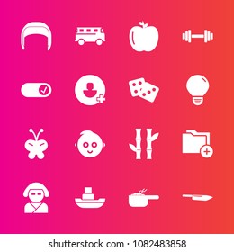 Premium set with fill vector icons. Such as butterfly, dinner, file, business, work, bamboo, kid, asia, nature, road, childhood, fruit, helmet, belt, knife, worker, folder, vessel, sea, beauty, kimono