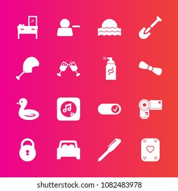 Premium set with fill vector icons. Such as wildlife, furniture, sky, office, sun, pen, pictogram, sign, light, chicken, camera, car, equipment, tool, play, sound, photographer, photo, stationery, 