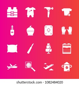 Premium set with fill vector icons. Such as saw, clothing, home, shirt, sweet, plastic, game, find, departure, knife, kid, search, jacket, fashion, white, safety, mascara, milk, bed, magnifier, baby