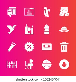 Premium set with fill vector icons. Such as analytics, restaurant, human, website, music, box, journey, waste, animal, profile, toy, sign, penguin, sale, audio, price, avatar, coffee, work, baby, food