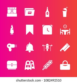 Premium set with fill vector icons. Such as hour, alcohol, ring, store, sign, sea, time, grilled, supermarket, vegetable, file, call, market, watch, bell, drink, raw, grocery, paper, fitness, weight