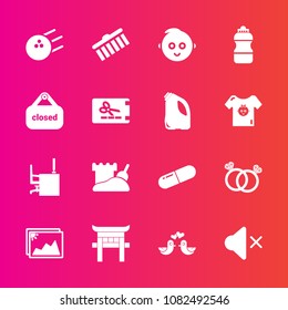 Premium set with fill vector icons. Such as collection, engagement, ring, fun, wedding, japanese, child, shape, ball, kid, travel, love, medical, bird, stroke, sand, pin, pigeon, diamond, baby, animal