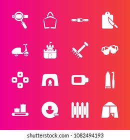 Premium set with fill vector icons. Such as research, bike, laptop, kitchen, restaurant, christmas, fire, warm, fence, computer, toothpaste, sign, health, outdoor, energy, fireplace, technology, user