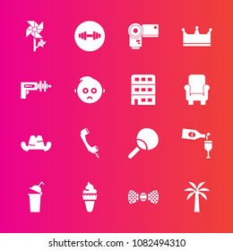 Premium set with fill vector icons. Such as fashion, drink, ping, alcohol, fitness, food, beverage, wine, floral, photographer, gym, technology, phone, cream, camera, tie, equipment, nature, weapon, 