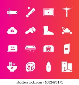 Premium set with fill vector icons. Such as kid, sport, noodle, flash, meal, bowl, brochure, estate, house, food, web, warm, conditioning, child, real, baseball, chinese, plate, photo, lifestyle, ball