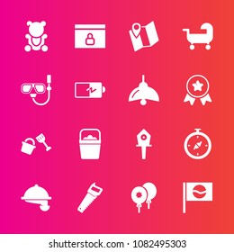 Premium set with fill vector icons. Such as work, service, north, handle, waitress, road, nest, lock, celebration, bear, object, decoration, water, bird, restaurant, fluffy, teddy, bucket, shovel, web