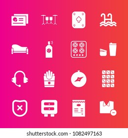 Premium set with fill vector icons. Such as closed, protection, french, chart, room, sofa, sound, spray, drawer, sign, chocolate, man, music, shirt, dessert, oven, safety, water, snack, potato, sweet