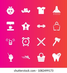 Premium set with fill vector icons. Such as health, travel, flight, childhood, dental, ringing, cap, fashion, telephone, hat, style, cute, baby, white, dessert, samurai, leather, kid, tool, japanese