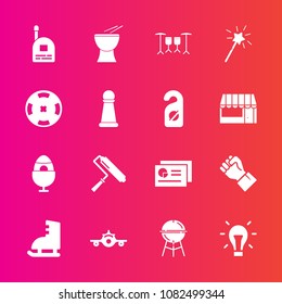 Premium set with fill vector icons. Such as decoration, paint, bbq, winter, plane, musical, bulb, spring, flight, idea, easter, boy, meat, finger, human, travel, people, sport, music, grill, chart