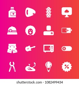 Premium set with fill vector icons. Such as mouthwash, wear, care, musical, off, extreme, deactivate, reparation, tool, white, bicycle, sale, parachuting, kitchen, music, parachute, sky, fashion, turn