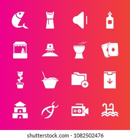 Premium set with fill vector icons. Such as up, fashion, female, food, plant, data, download, fish, white, pot, asia, glass, water, room, web, equipment, seafood, document, sign, handle, dentistry