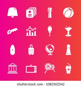 Premium set with fill vector icons. Such as fashion, world, game, bag, lifestyle, drink, sign, money, piece, business, finance, concept, lollipop, candy, banking, tv, planet, female, ball, coffee, hot