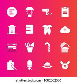 Premium set with fill vector icons. Such as home, coffee, lollipop, hat, comfortable, menu, house, cutlery, white, shipping, hair, web, food, chair, package, fork, sweet, business, blow, price, toy