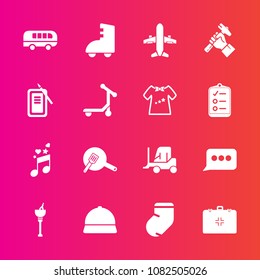 Premium set with fill vector icons. Such as health, transportation, industry, music, delivery, builder, hat, kitchen, white, food, sign, fashion, ice, socks, airplane, clothes, skating, winter, pan