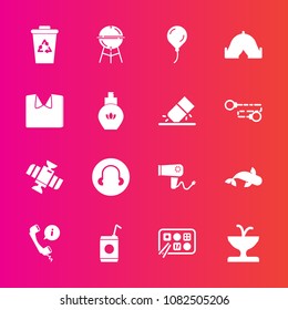 Premium set with fill vector icons. Such as cold, celebration, care, fountain, sea, chinese, space, planet, meat, support, fish, grill, cooking, call, restaurant, glass, hairdryer, blow, dryer, liquid