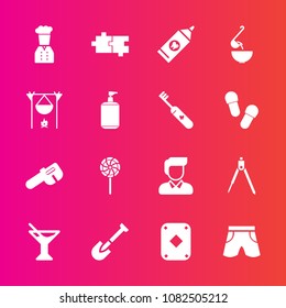 Premium set with fill vector icons. Such as fashion, sweet, hot, cocktail, game, bonfire, flame, hammer, chief, meal, food, soup, spoon, repair, restaurant, care, summer, tool, engineering, dinner