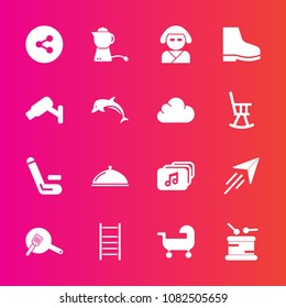 Premium set with fill vector icons. Such as carriage, championship, cooking, social, white, drink, internet, security, hot, file, fly, flight, teapot, fashion, restaurant, music, service, asian, match