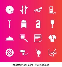 Premium set with fill vector icons. Such as ice, asian, business, search, sound, dryer, bathrobe, mailbox, japanese, text, fashion, plant, write, mask, sport, hairdryer, sweet, razor, scuba, kamon