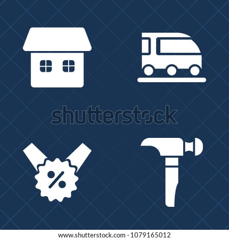 Premium set of fill vector icons. Such as home, gift, real, house, shape, bus, graphic, price, work, train, transportation, vehicle, shop, collection, saw, rail, railway, road, transport, locomotive