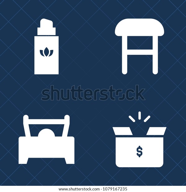 Premium set of fill vector icons. Such as spray,\
room, chair, female, package, auto, bottle, sign, container,\
silhouette, furniture, box, transportation, shipping, cosmetic,\
vehicle, perfume,\
glamour