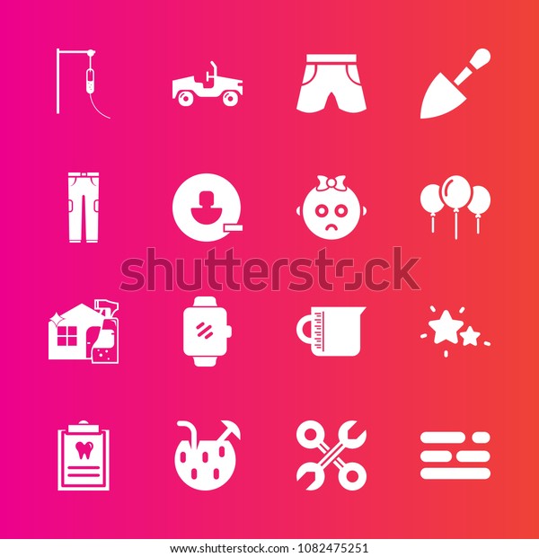 Premium set with fill vector icons. Such as\
summer, white, housework, cleaner, dental, pants, wear, vehicle,\
car, business, watch, container, dentist, layout, screen, patient,\
construction, medicine