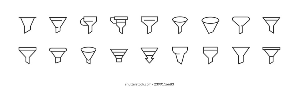 Premium set of filter line icons. Simple pictograms pack. Stroke vector illustration on a white background. Modern outline style icons collection.