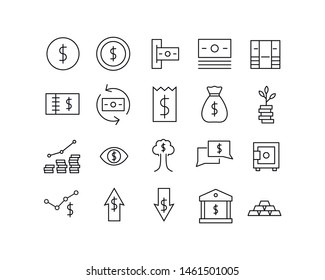 Premium set of Finance line icons. Web symbols for web sites and mobile app. Modern vector symbols, isolated on a white background. Simple thin line signs.