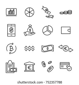 Premium set of finance line icons. Simple pictograms pack. Stroke vector illustration on a white background. Modern outline style icons collection. 
