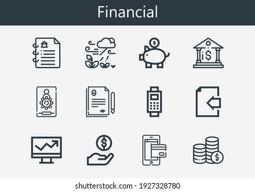 Premium set of financial line icons. Simple financial icon pack. Stroke vector illustration on a white background. Modern outline style icons collection of Payment