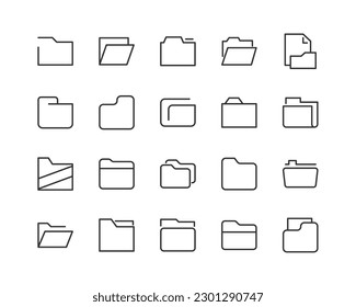 Premium set of folder line icons. Simple pictograms pack. Stroke vector illustration on a white background. Modern outline style icons collection.