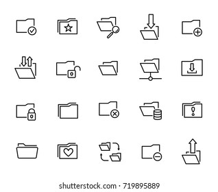 Premium set of folder line icons. Simple pictograms pack. Stroke vector illustration on a white background. Modern outline style icons collection. 