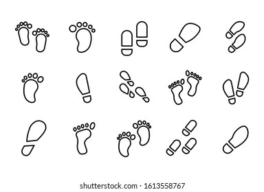 Premium set of footstep line icons. Web symbols for web sites and mobile app. Modern vector symbols, isolated on a white background. Simple thin line signs.