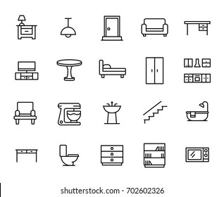 Premium set of furniture line icons. Simple pictograms pack. Stroke vector illustration on a white background. Modern outline style icons collection.