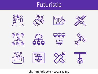 Premium set of futuristic line icons. Simple futuristic icon pack. Stroke vector illustration on a white background. Modern outline style icons collection of Robotic arm